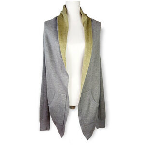 Lululemon SZ 6 Cabin Yogi Reversible Gray-Green Cardigan Sweater Bamboo Cashmere